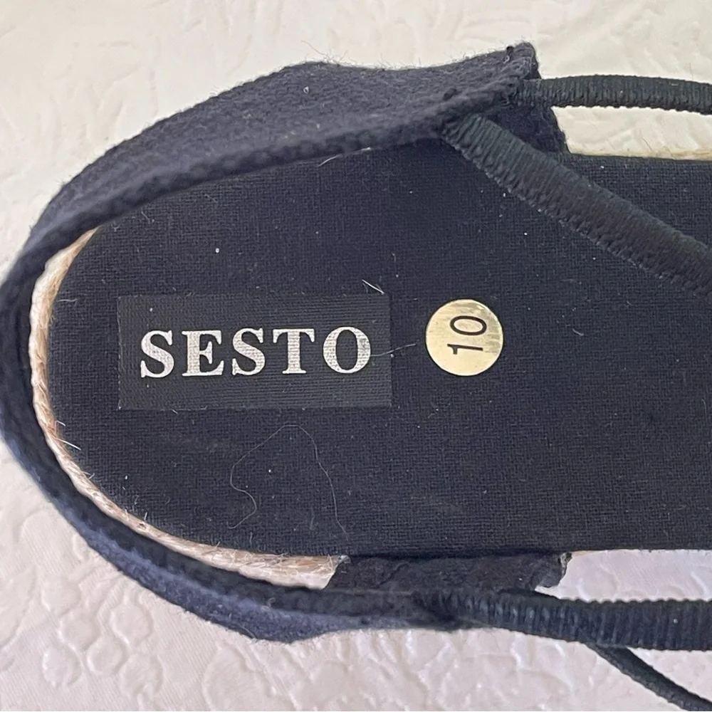 NWOB Sesto Meucci Black Canvas Espadrilles Made in Spain 10